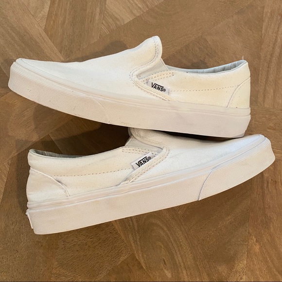 Vans Shoes - VANS White slip-ons - Sz 6.5